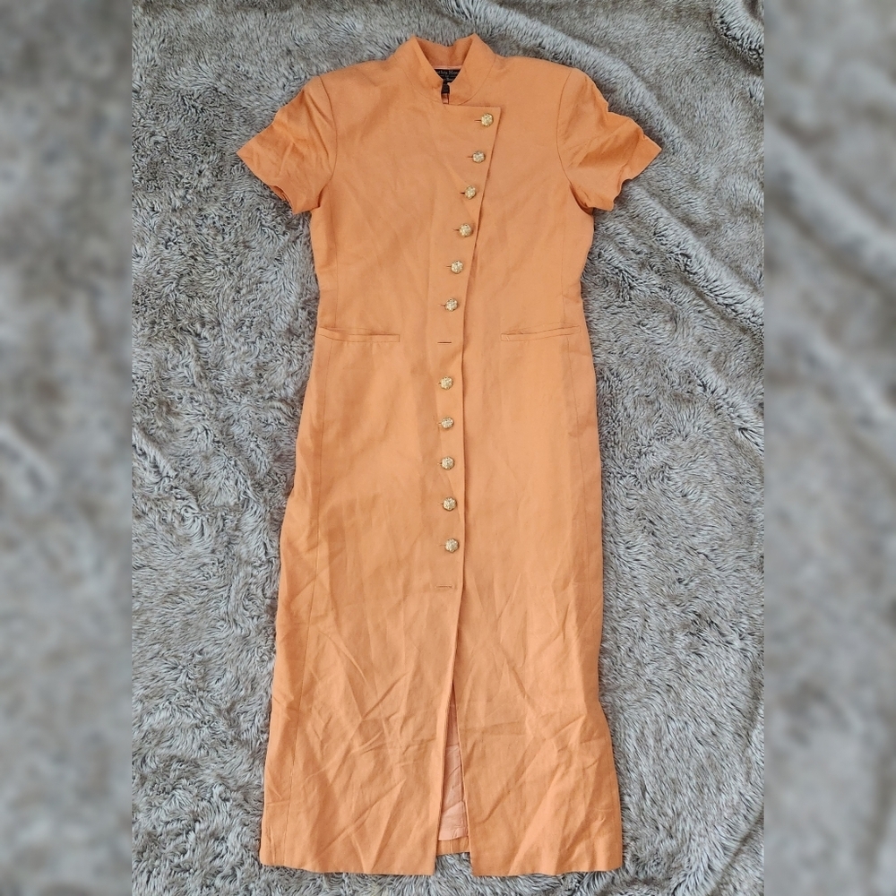 Cynthia Howie for Maggy Boutique Vintage Midi Shirt Dress‎ Orange Size 8